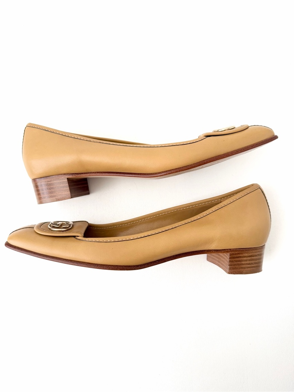 GUCCI | Tan Leather Interlocking GG Square Toe Block Heel Pumps EU 39C - Picture 10 of 12